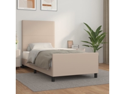 Vidaxl Estrutura Cama Cabeceira 90x200 Cm Couro Artificial Cappuccino