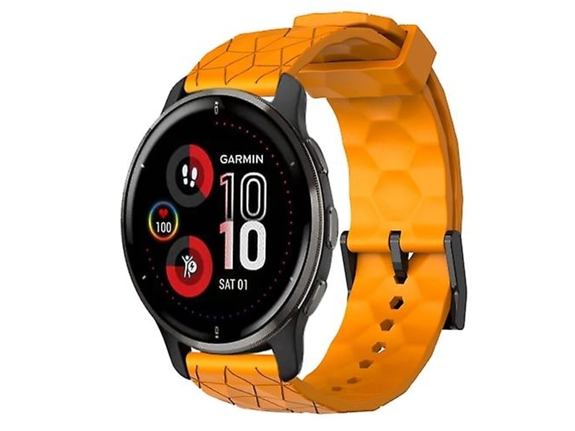 Pulseira De Relógio Lurelia Para Garmin Venu 2 Plus 20 Mm Padrão De Futebol Cor Sólida Em Silicone Amarelo