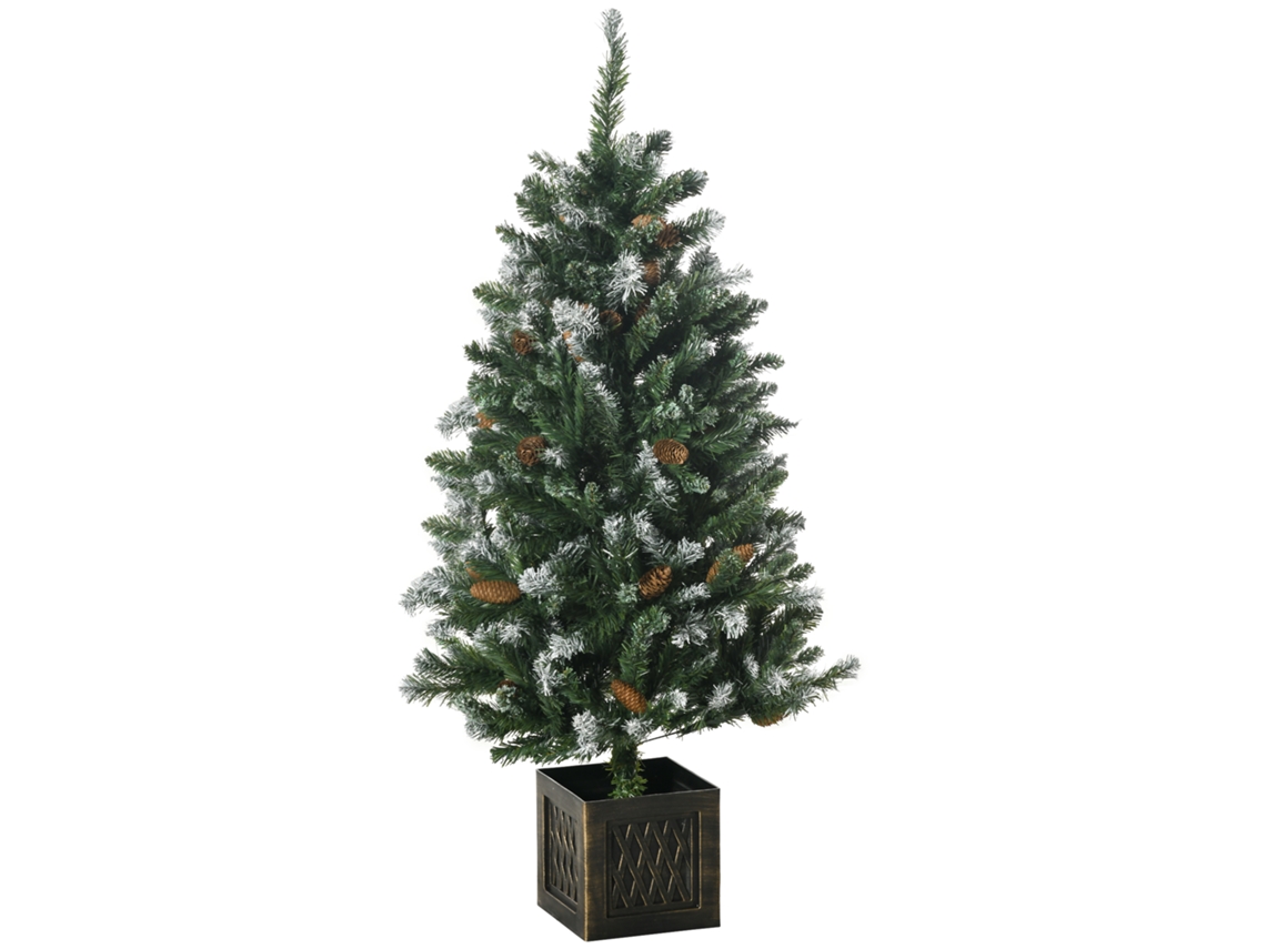 Árvore De Natal Artificial Nevada Altura 120 Cm Com 328 Ramos E Suporte Metálico Verde