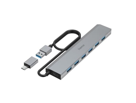 Hub Usb HAMA 7 Portas Usb 3.2 Gen1 5 Gbit-S Av. Adaptador Seção Usb-C