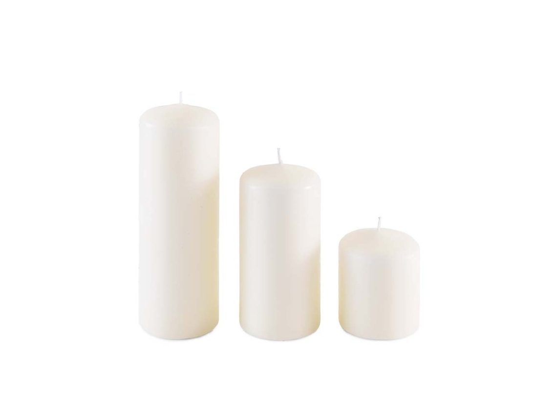 Conjunto 3 Velas Pilar Brancas KASA 1 un