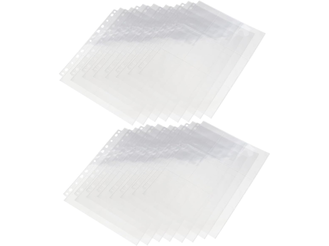 Inoomp 50 Pochettes Para Cartes Photo - 11 Trous - Para Classeur À 3 Anneaux - 50 Feuilles