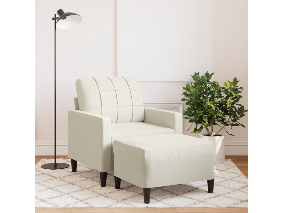 Poltrona De Sala | Cadeira | Poltrona Com Apoio De Pés 60 Cm Veludo Cor Creme Wsd766168 Lovely Home