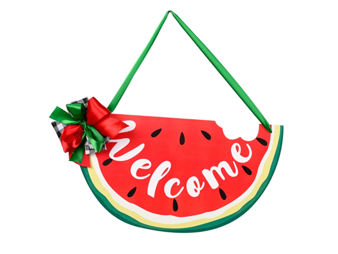 Laxiscreed Placa De Porta De Madeira Com Melancia E Laço Welcome Para Decoração De Casa