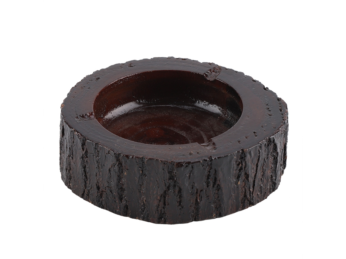 Cinzeiro Redondo Natural Em Madeira Para Cigarro Fumo Tabaco Decoração Casa Escritório Truyuety (grande)