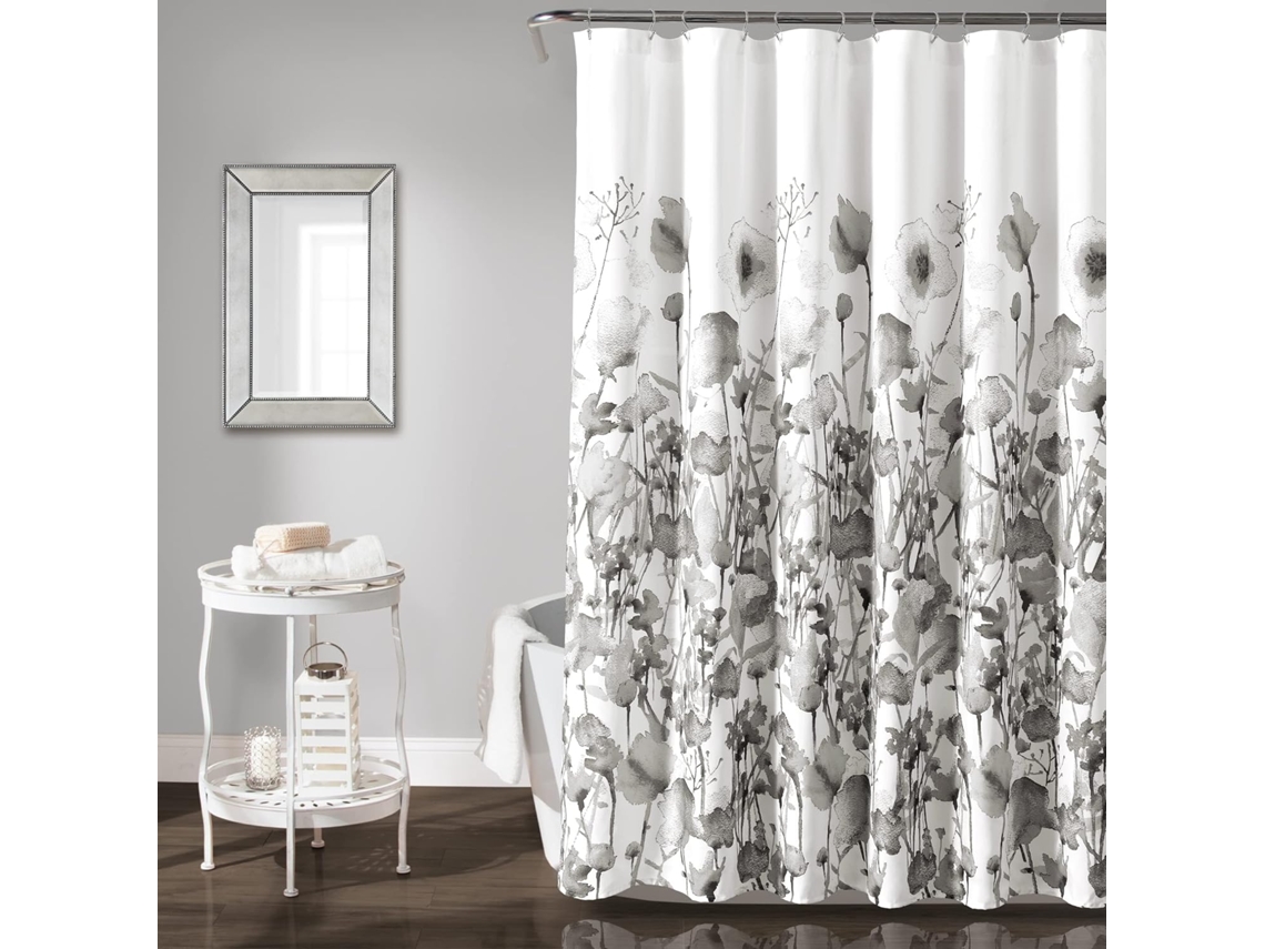 Cortina Zuri Flora, Cinza Claro, 183 X 183 Cm