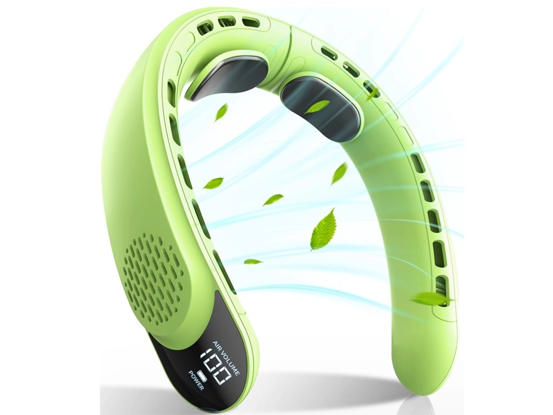Ventoinha de Pescoço HENTEN HOME sem pás, silenciosa, 3 velocidades, 4000mAh, verde