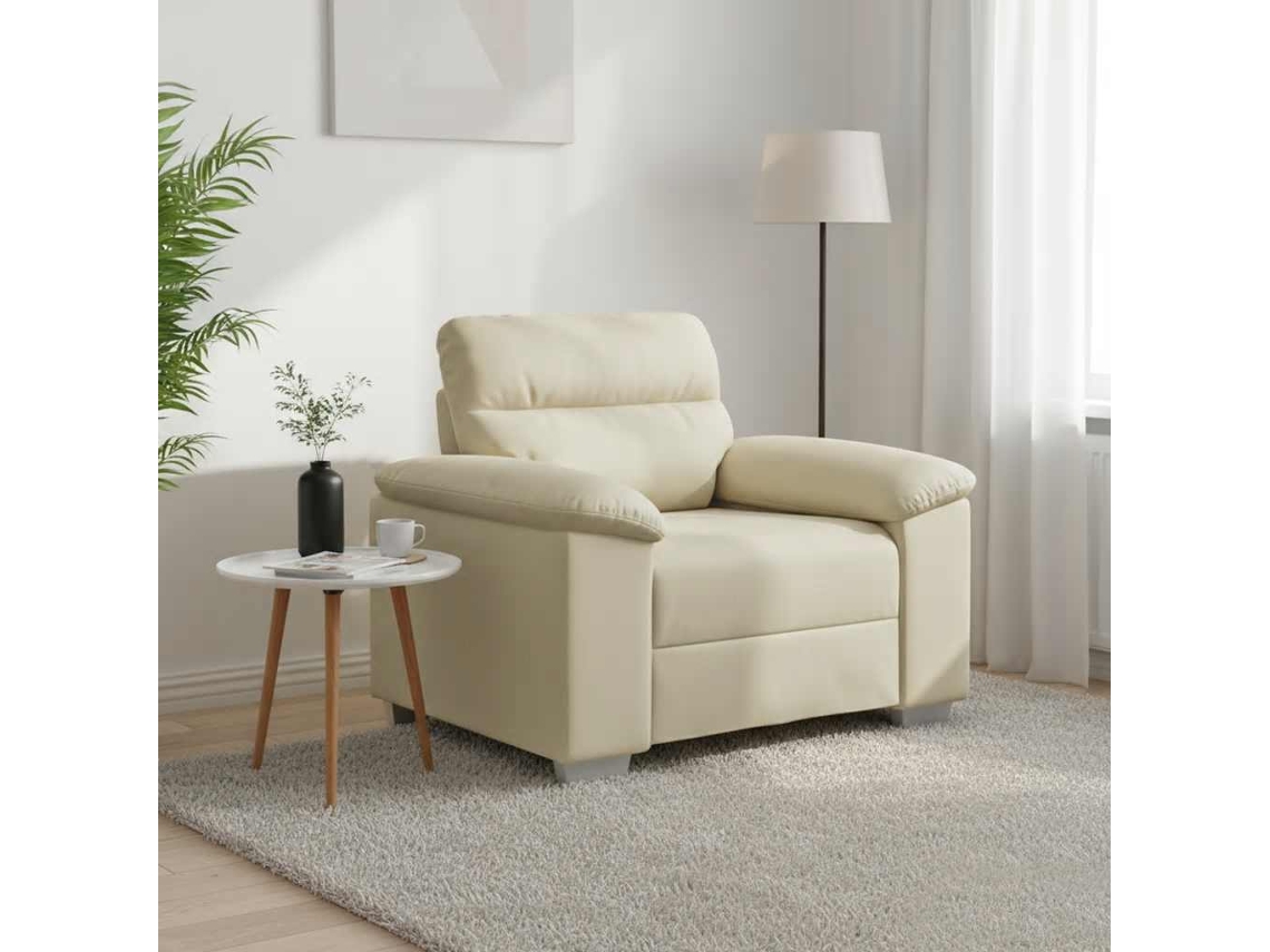 Vidaxl Poltrona 100x81x84 Cm Couro Artificial Creme