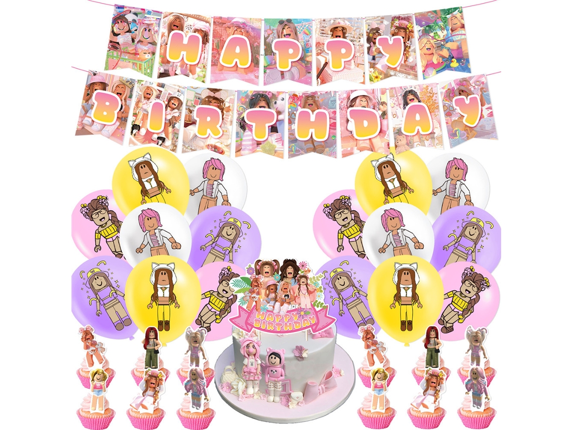 Decoração Para Festa Infantil Roblox Banner Toppers De Bolo Balões