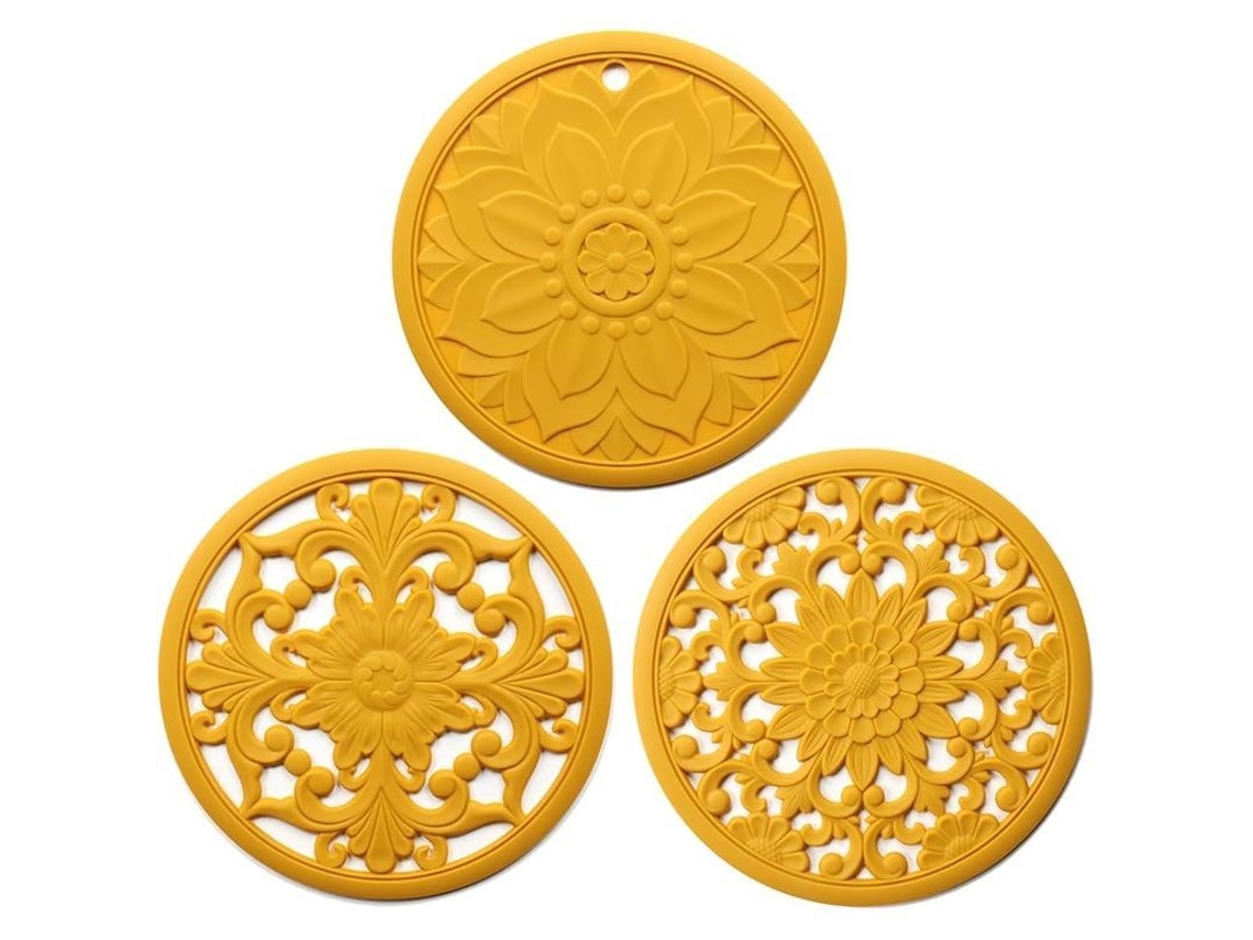 Conjunto de 3 Protetores de Mesa de Silicone Nova Line Amarelo