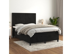 Vidaxl Cama Com Molas/colchão 140x200 Cm Veludo Preto