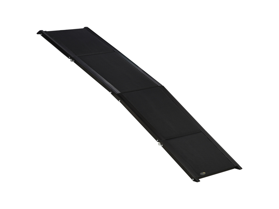 Rampa Dobrável para Cães (antiderrapante, Alça e Gancho, 60 Kg, 158x43,5x2,5 Cm, Preto)