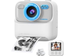 Câmera Digital Instantânea Infantil, Tela Grande De 2,4 Polegadas, Lentes Duplas Frontal E Traseira De 1080p (branca) Czhhmart