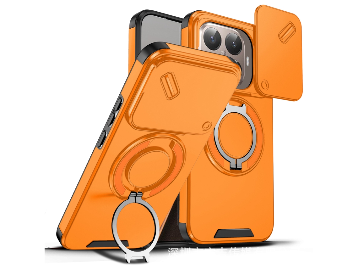 Capa Para Celular Com Suporte E Janela Deslizante Para Proteção Contra Quedas.laranja série Y-leader, Xiaomi 17 Pro Max
