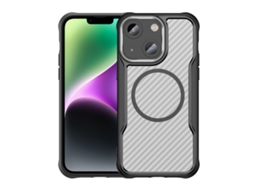 Capa Transparente Para Iphone 14 - Textura De Fibra De Carbono - Magsafe