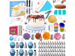 Toppers Elegantes Para Cupcake, Kit De Decoração De Bolo Com Glacê Tricolor Para Festas De Aniversário, Sem Alergias Alimentares, 301 Peças De Topos D