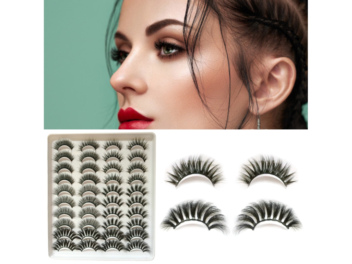 20 Pares Pestañas Falsas 3d Naturales Largas Gruesas Para Maquillaje De Ojos