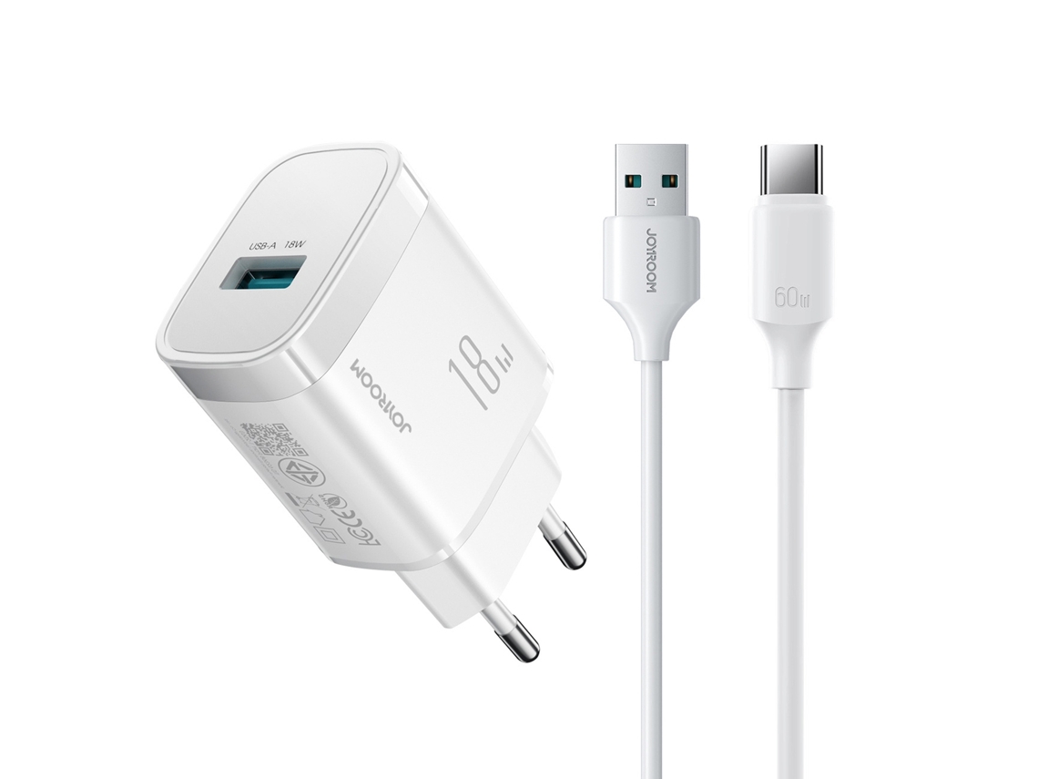 Ładowarka Sieciowa Usb a 18w Z Kablem Usb a Usb c 1m Biała JOYROOM