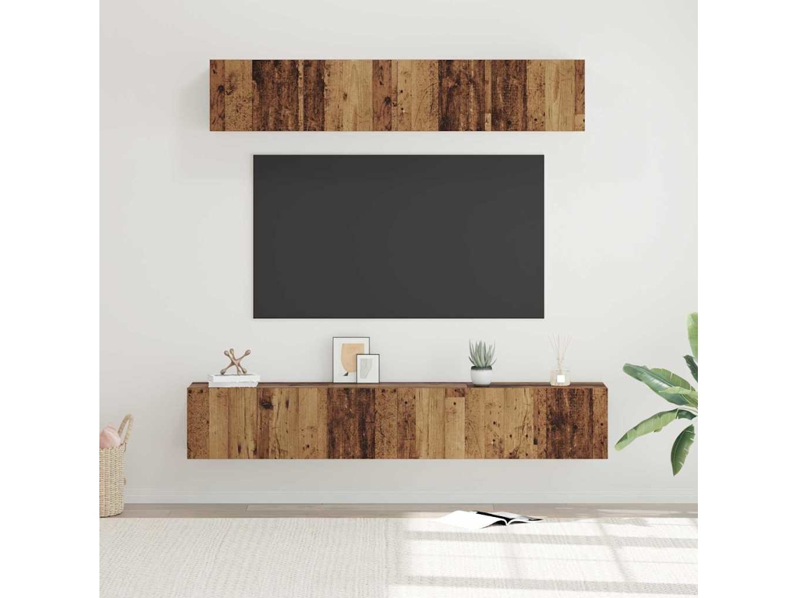 Vidaxl Conjunto de Móvel de Tv 5 Pcs Madeira Antiga Madeira Processada