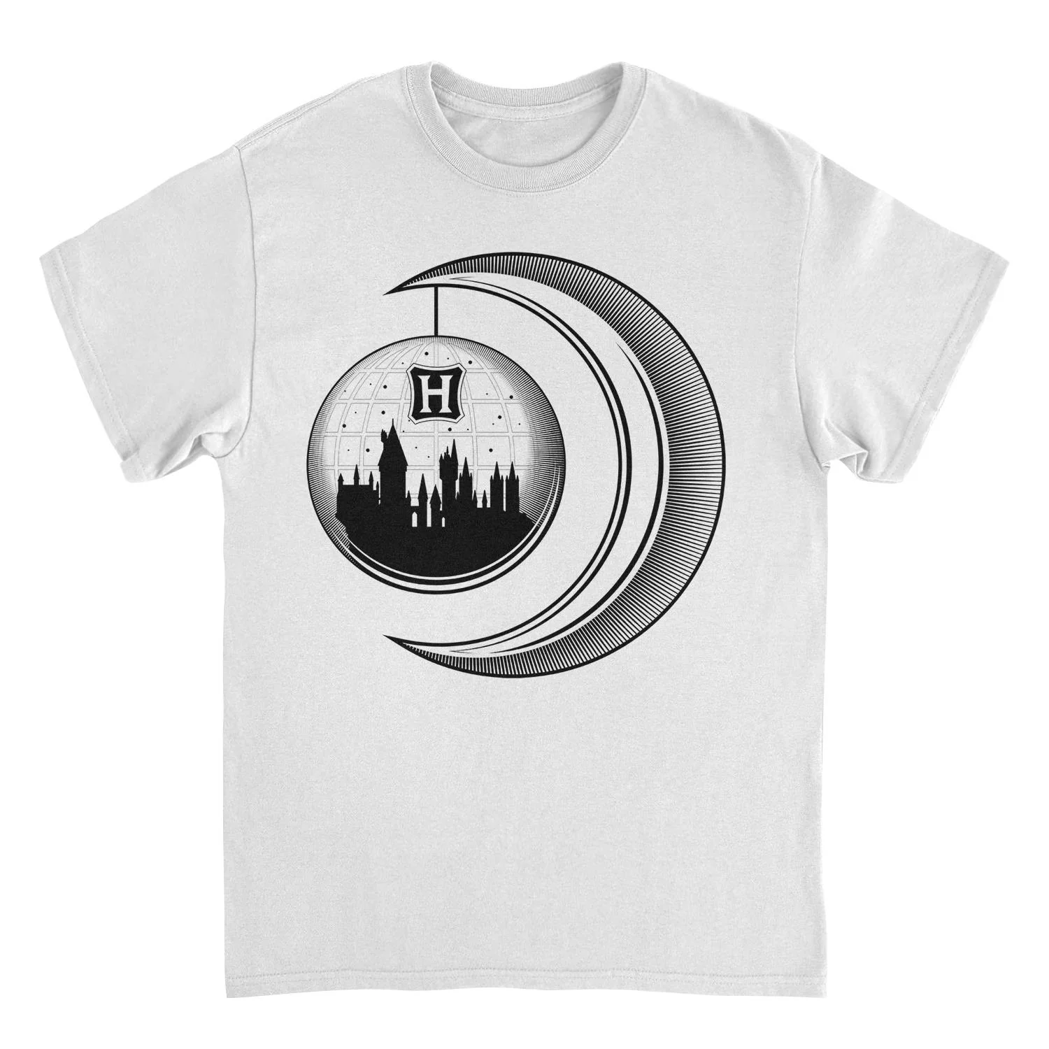 Rockinstone Harry Potter Hogwarts Moon Castle White T-shirt Size:m
