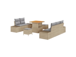 Conjunto 8 Conjunto De Sofá De Jardim Vidaxl Bege Vime Pe (80 X 80 X 71 Cm)