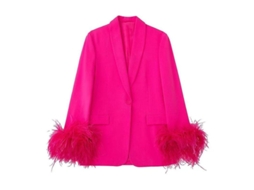 2026 chaqueta Informal de Trabalho para Escritório com Mangas Longas e Frente Aberta para Mulher Ihx XL Rosa Vermelha