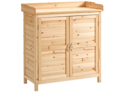 Armário de Jardim de Madeira com 2 Portas, Prateleira e Base Elevada (83x40x92 cm) Madeira S/MARCA