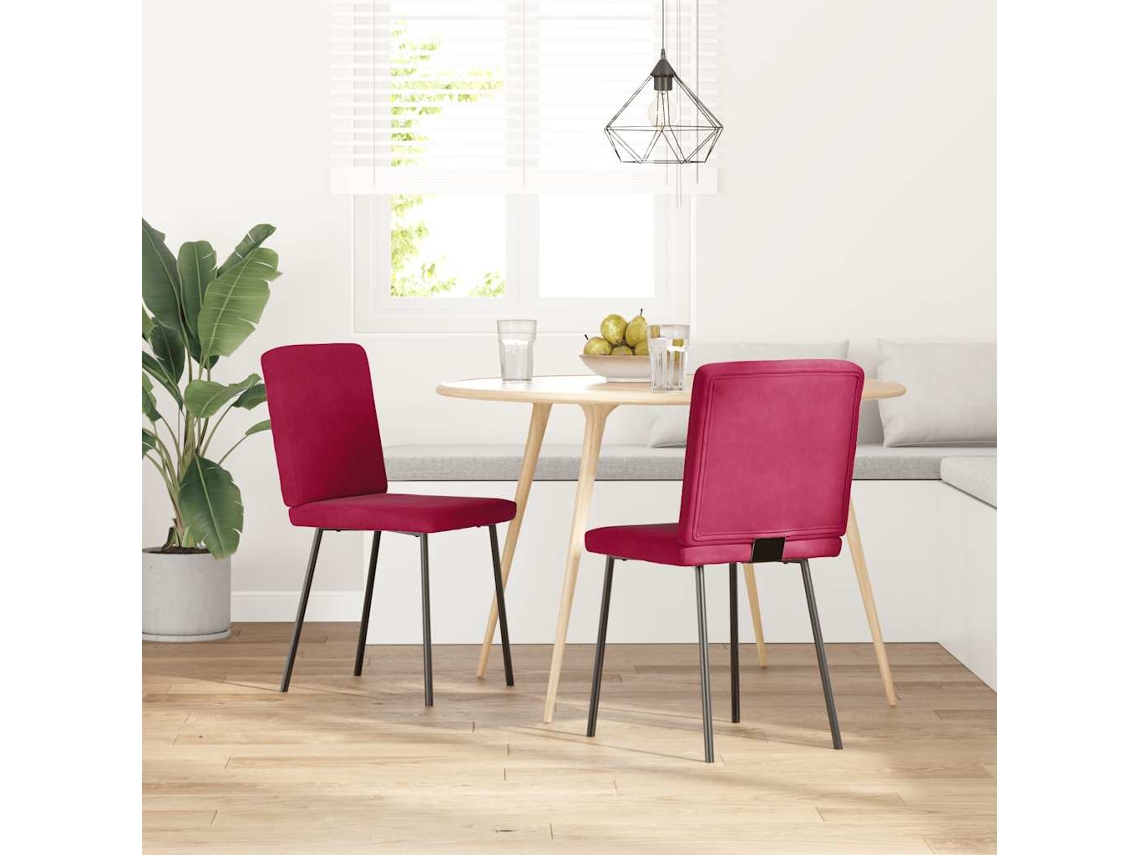 Vidaxl Cadeiras De Jantar 2 Pcs Veludo Vermelho Tinto