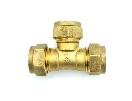 Tê Igual de 15 mm, Adaptador de Conexão de Compressão de Latão, Conector Reta