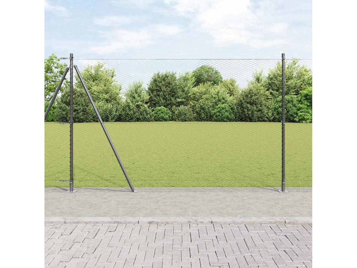 Vidaxl Cerca Hexagonal Com Base De Concreto 10 X 1,5 M Cinzento Malha