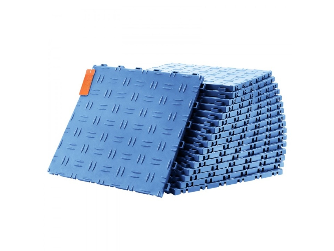Conjunto De Pisos Antiderrapantes E Flocos De Chão Industriais Em Pp Azul Para Garagens E Oficinas Tekmaquinas