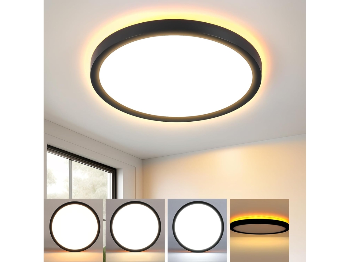 ZMH Luminária de teto LED minimalista 22cm 18w para sala de estar e cozinha com dimerização