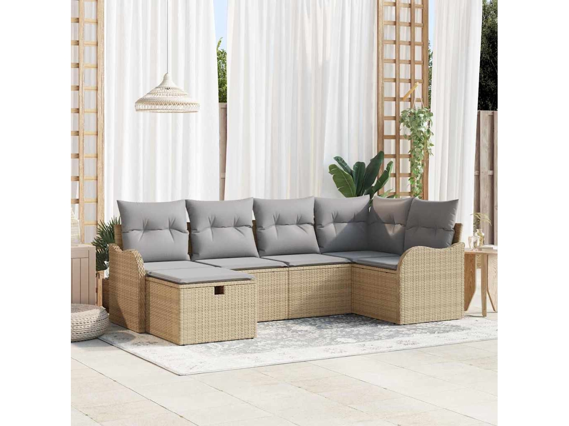 Vidaxl Conjunto De Sofá De Jardim 6 Unid. Rattan Sintético
