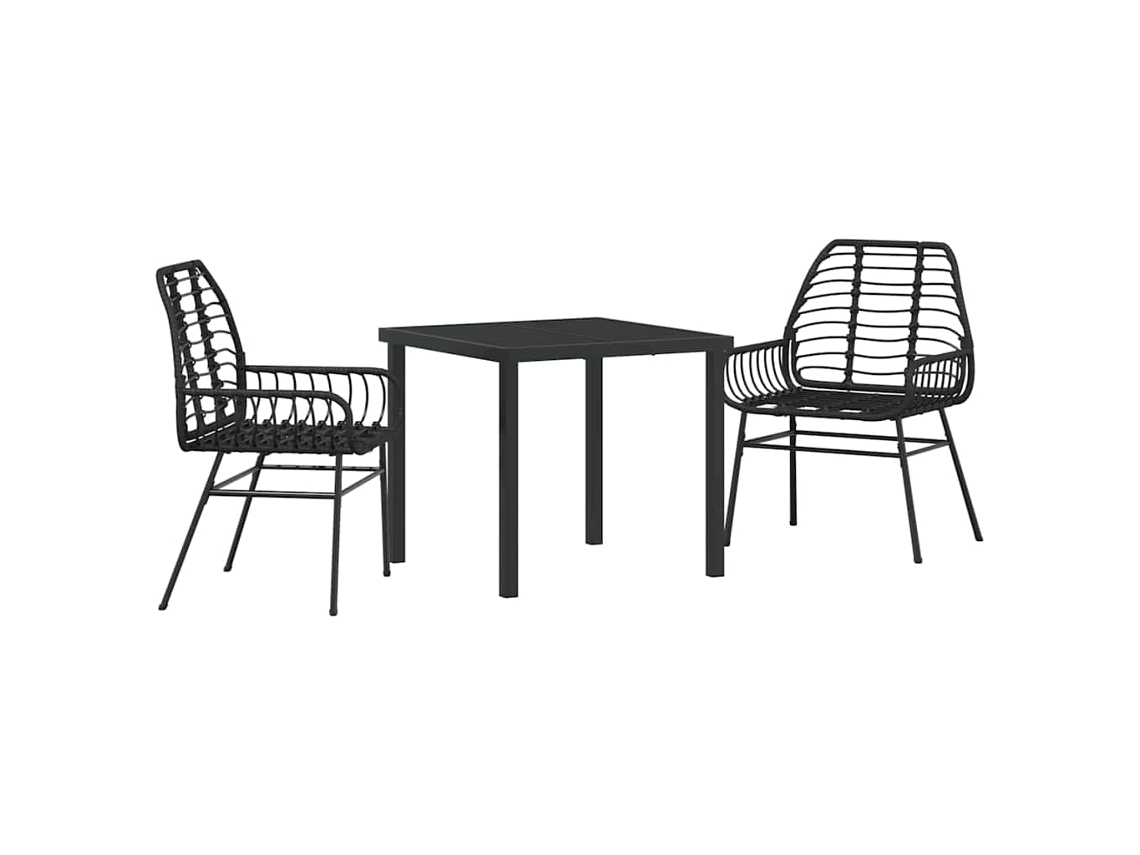 Conjunto de Jantar para Jardim 3 Pcs Preto Vime Pe MAISON EXCLUSIVE