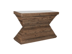 Consola HOME ESPRIT Amarelo Branco Castanho Mármore Madeira Reciclada 138 X 45 X 87 Cm
