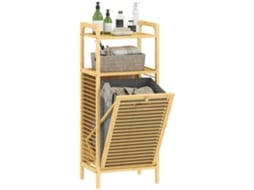 Armário para Roupa Bambu e Poliéster Cor Madeira e Cinzento 40x30x95 cm Homcom