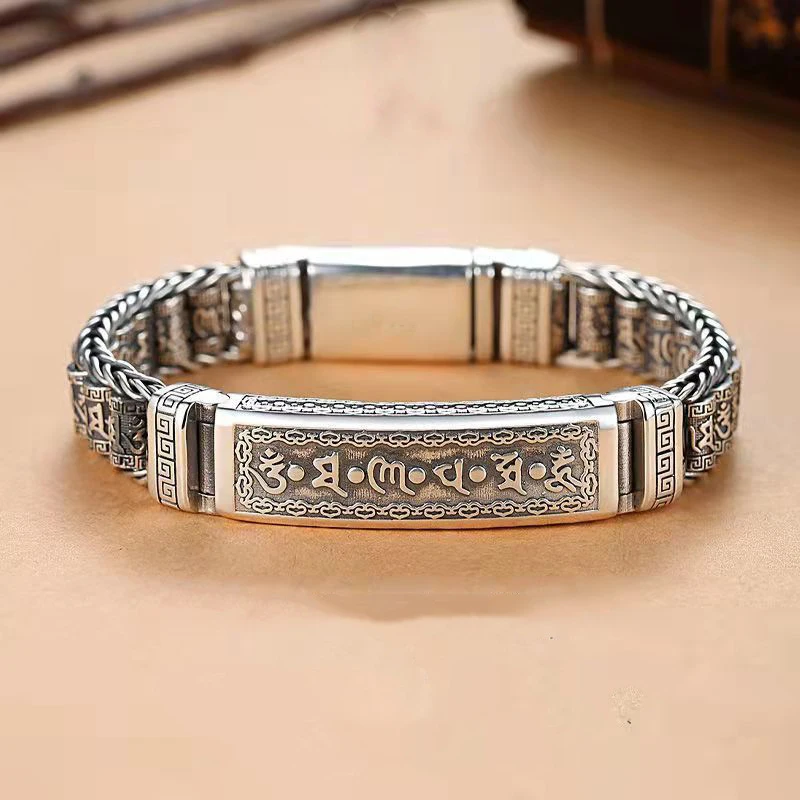 Pulseira Tibetana Budista com Roda de Oração e Contas Giratórias com a Sílaba ''om''. MDUG (20 Cm)