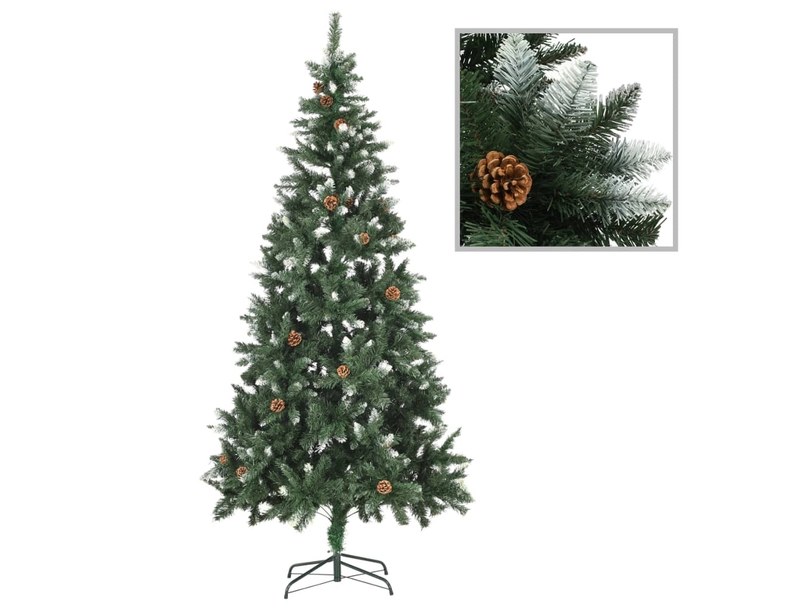 Vidaxl Árvore De Natal Artificial Com Pinhas E Brilho Branco 210 Cm