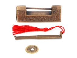 Cadeado de Cobre Antigo Estilo Chinês Gravado Delicado 5cm