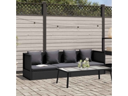 Vidaxl Sofá De Jardim Com Almofadão E Almofada Vime Pe Preto