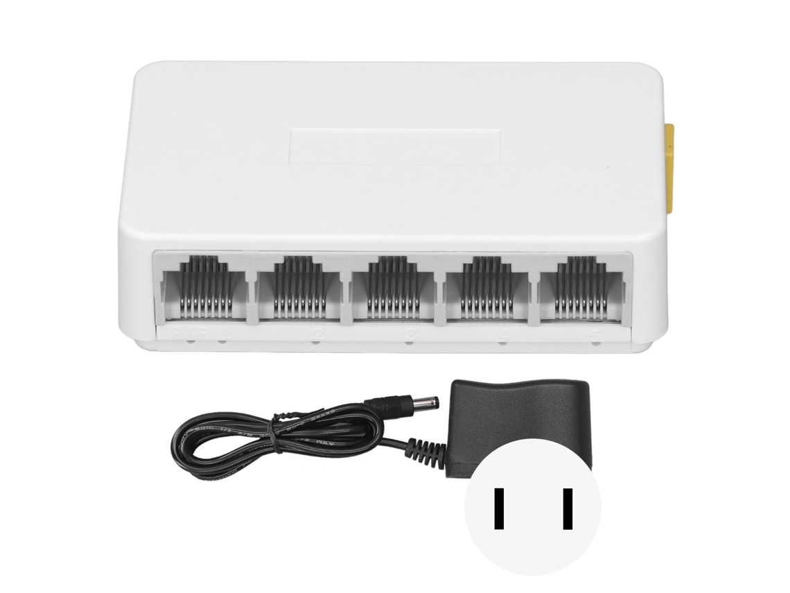 Switch De Rede Ethernet De 5 Portas 1.0gbps Splitter Hub Para Casa Plug Us 100-240v
