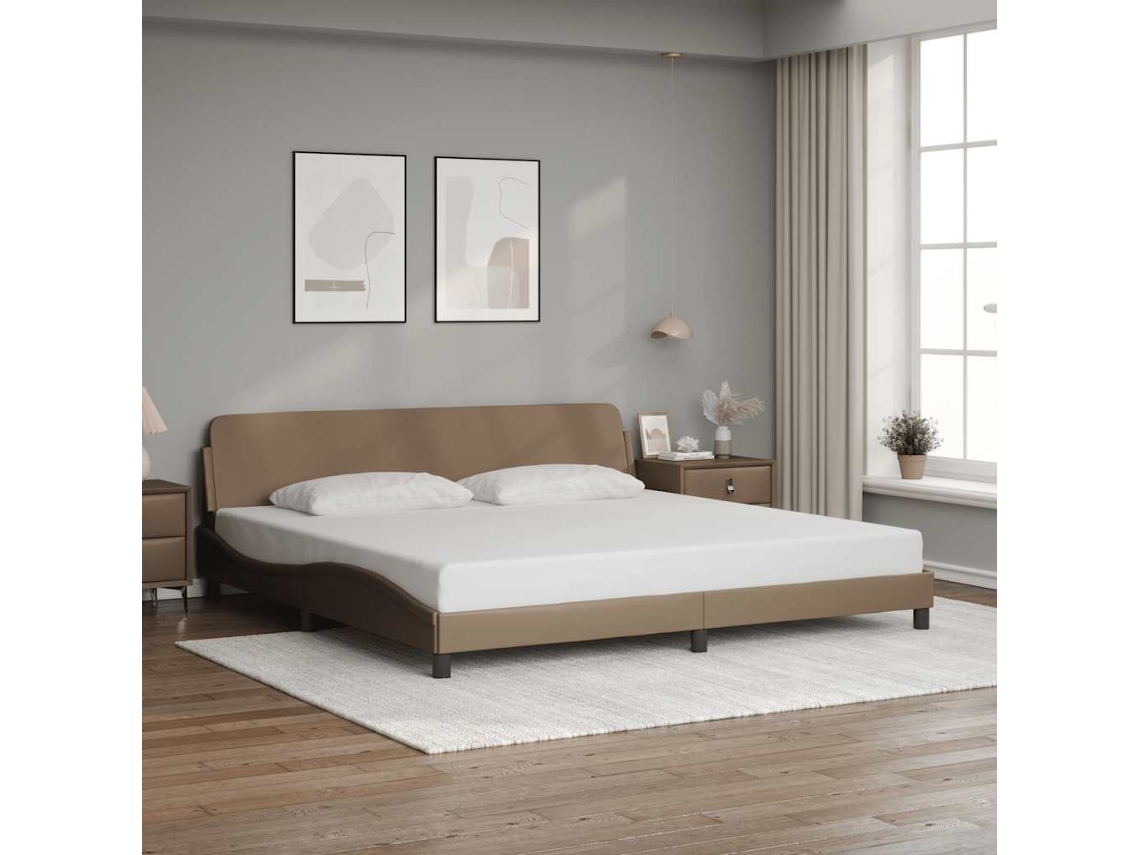 Vidaxl Estrutura De Cama Dover 200x200 Cm Couro Artificial Cappuccino