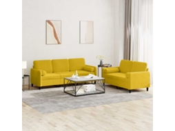 Vidaxl 2 Pcs Conjunto De Sofás Com Almofadas Veludo Amarelo