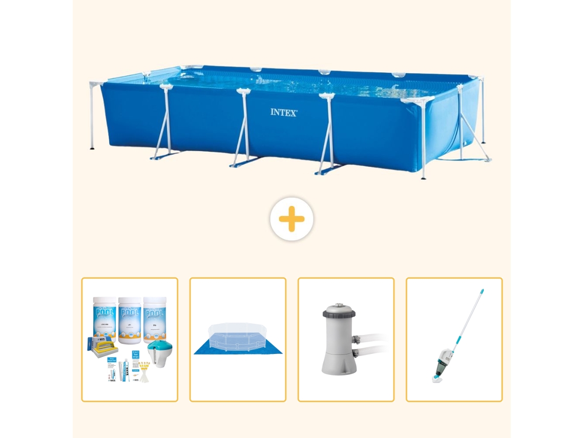 Intex Piscina Com Estrutura Retangular - 450x220x84 Cm - 5-peças S20849