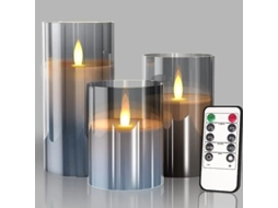Velas De Vidro Sem Chama Com Pilar De Led Cintilante Operado Por Bateria Remota SUNNY SPACES