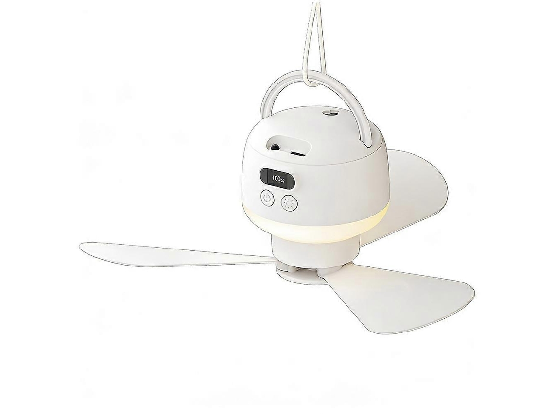 Ventilador De Teto Portátil Para Camping, Recarregável Via Usb, Com Controle Remoto, Luz Led, 5 Velocidades E Timer, Para Barracas E Camping