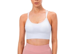 Sutiã esportivo feminino sem costura, cor sólida, modelo 2026, sem aro, ideal para ginástica, ioga e corrida.