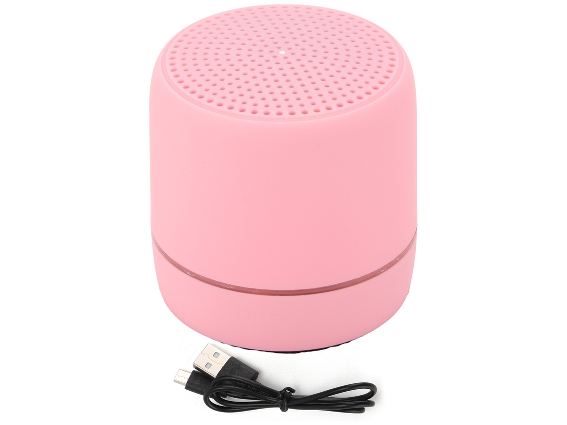 Mini alto-falante Bluetooth portátil, sem fio, com luzes coloridas, som estéreo nítido, graves profundos, para uso externo, rosa.