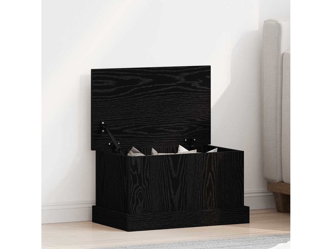 Vidaxl Caixa De Armazenamento Carvalho Preto 50 X 30 X 28 Cm