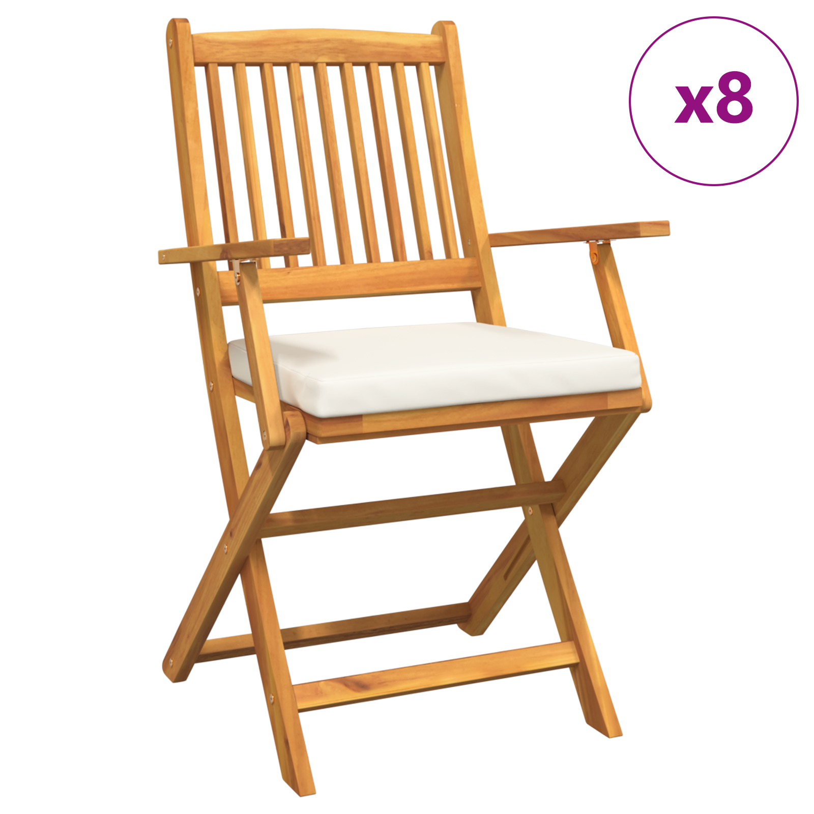 Conjunto 8 Assentos Exteriores Vidaxl Castanho Madeira De Acácia Maciça (49 X 57,5 X 92cm)